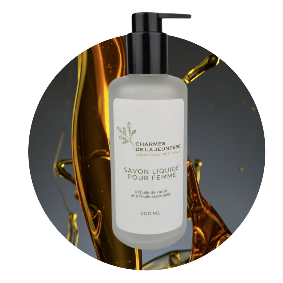SAVON LIQUIDE POUR FEMME À L'HUILE DE KARITÉ ET À L'HUILE ESSENTIELLE | Skystas muilas moterims su Karité aliejumi ir eteriniais aliejais